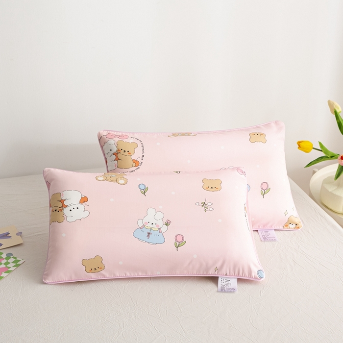 91家纺网 家纺一手货源 找家纺 萌番宝 A类新款60支长绒棉纯棉儿童枕套枕头 熊宝家族
