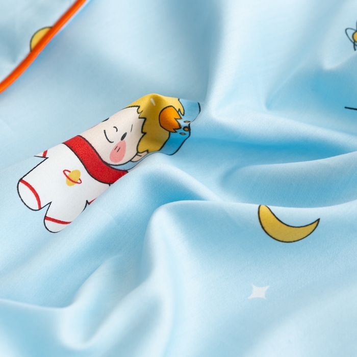 91家纺网 家纺一手货源 找家纺 萌番宝 A类新款60支长绒棉纯棉儿童枕套枕头 魔力王子蓝