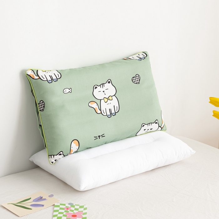 91家纺网 家纺一手货源 找家纺 萌番宝 A类新款60支长绒棉纯棉儿童枕套枕头 招财猫