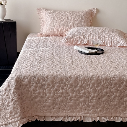 猪先生 2025新款天丝棉床盖素客系列 素客-桃喜粉