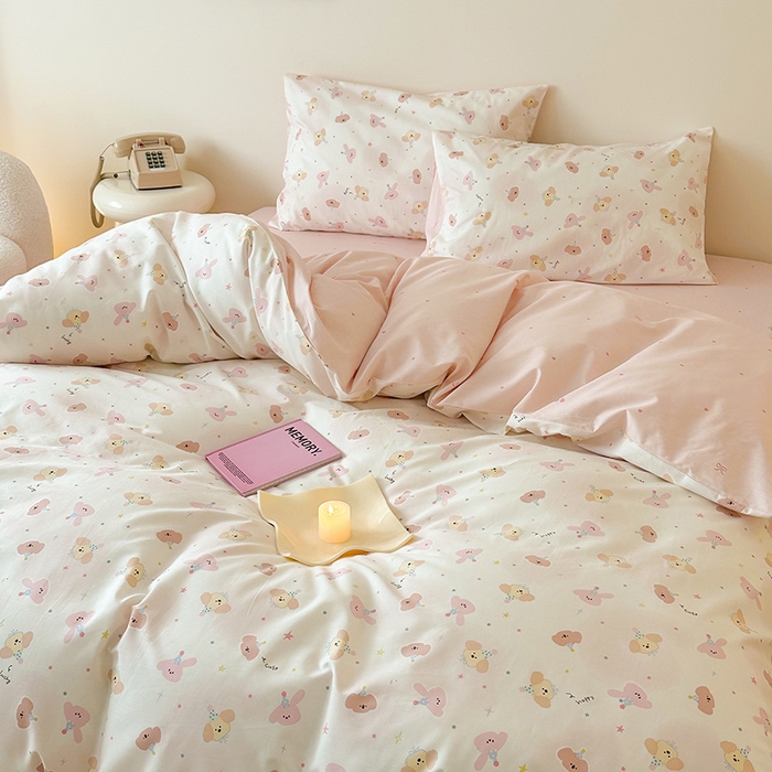 91家纺网 家纺一手货源 找家纺 典曼家纺 2025新款13372印花小清新四件套 初见