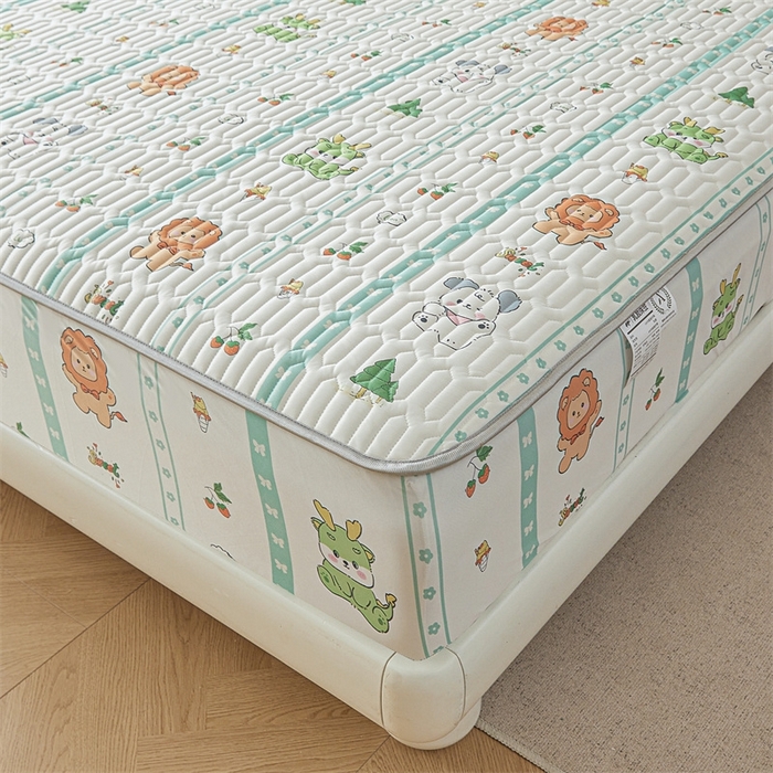 91家纺网 家纺一手货源 找家纺 雯豆2025夏季新品0.4乳胶凉席床笠款三件套凉感丝印花纯色床罩 乳胶床笠-动物聚会