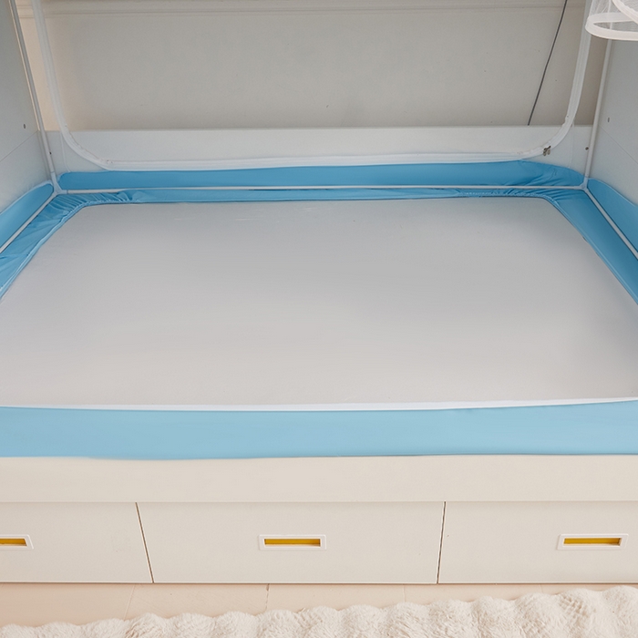 91家纺网 家纺一手货源 找家纺 安金蚊帐 2025新款子母床印花蚊帐防尘顶 铁艺宽高伸缩支架 腊肠狗