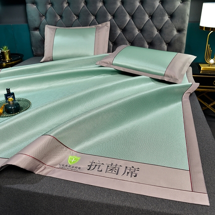 91家纺网 家纺一手货源 找家纺 2025新款小千鸟格-经典款抗菌席（鲜亮风格）凉席藤席冰藤席竹席冰丝席空调席草席乳胶席凉感豆豆席 小千鸟格-经典款抗菌席 (绿色）