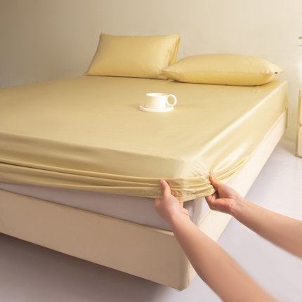 91家纺网 家纺一手货源 找家纺 莱登卡奴 2025新款A类50支莱赛尔天丝单品系列 天丝床笠芥子色