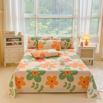 91家纺网 家纺一手货源 找家纺 仟网汇 2025新款老粗布床单粗布凉席老粗布单床单枕套单品 太阳花