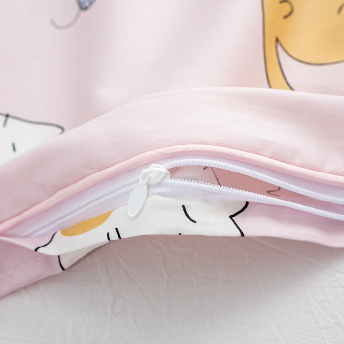 91家纺网 家纺一手货源 找家纺 萌番宝 A类新款60支长绒棉纯棉儿童枕套枕头 猫肚粉