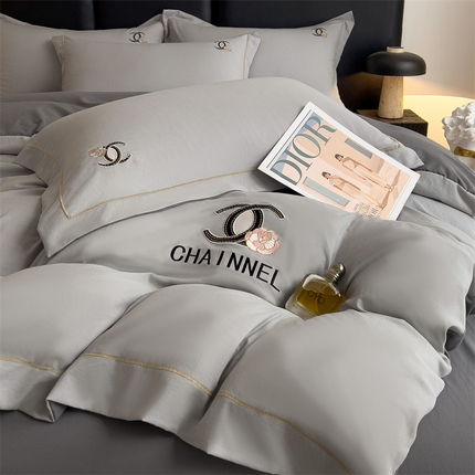 91家纺网 家纺一手货源 找家纺 （总）灰鲸 2025新款轻奢洛可刺绣水洗棉套件系列