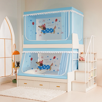 安金蚊帐 2025新款子母床印花蚊帐防尘顶 铁艺宽高伸缩支架 腊肠狗