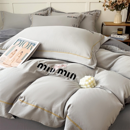 灰鲸 2025新款轻奢miumin四叶草刺绣水洗棉系列套件 轻奢miumin-纳多灰+山灰