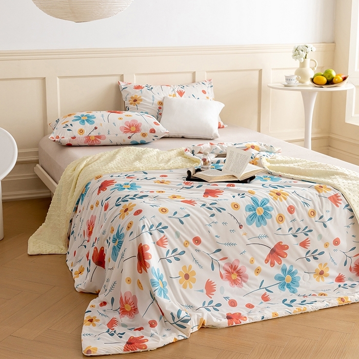 91家纺网 家纺一手货源 找家纺 绒梦里 2025新款A类小凉皮凉感冰豆豆夏被空调被 繁花