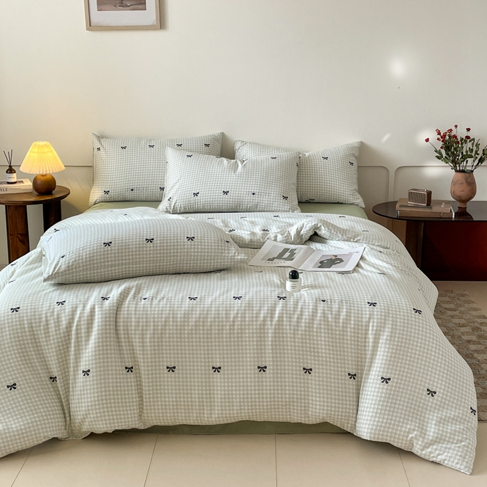 91家纺网 家纺一手货源 找家纺 诺梵家纺 2025新款有氧双层纱印花四件套 安琪拉