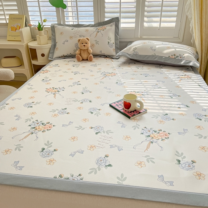 91家纺网 家纺一手货源 找家纺 星座家纺 2025新款大斜纹复合冰丝凉席-床席款 拈花湾兰