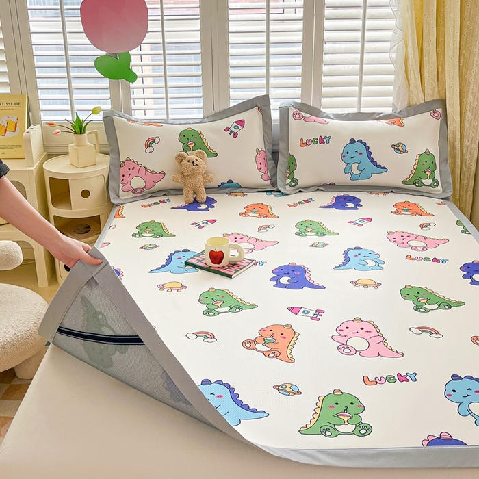 91家纺网 家纺一手货源 找家纺 星座家纺 2025新款大斜纹复合冰丝凉席-床席款 七彩龙