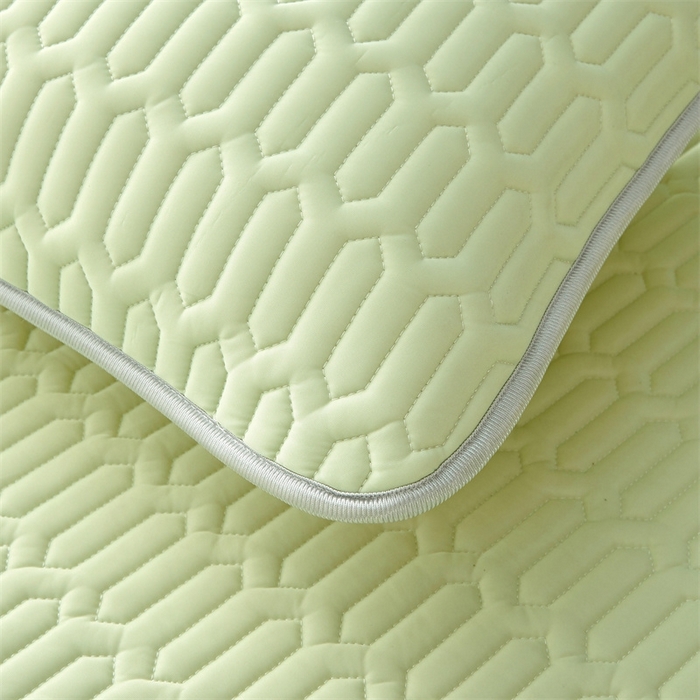 91家纺网 家纺一手货源 找家纺 雯豆2025夏季新品0.4乳胶凉席床笠款三件套凉感丝印花纯色床罩 乳胶床笠-丁香绿