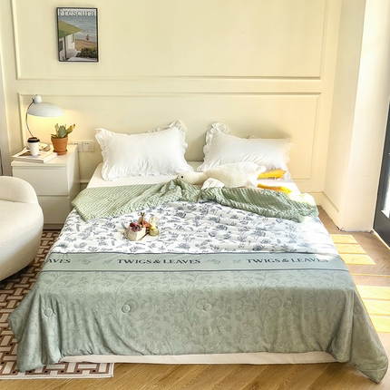 绒梦里 2025新款A类小凉皮凉感冰豆豆夏被空调被 绿小香