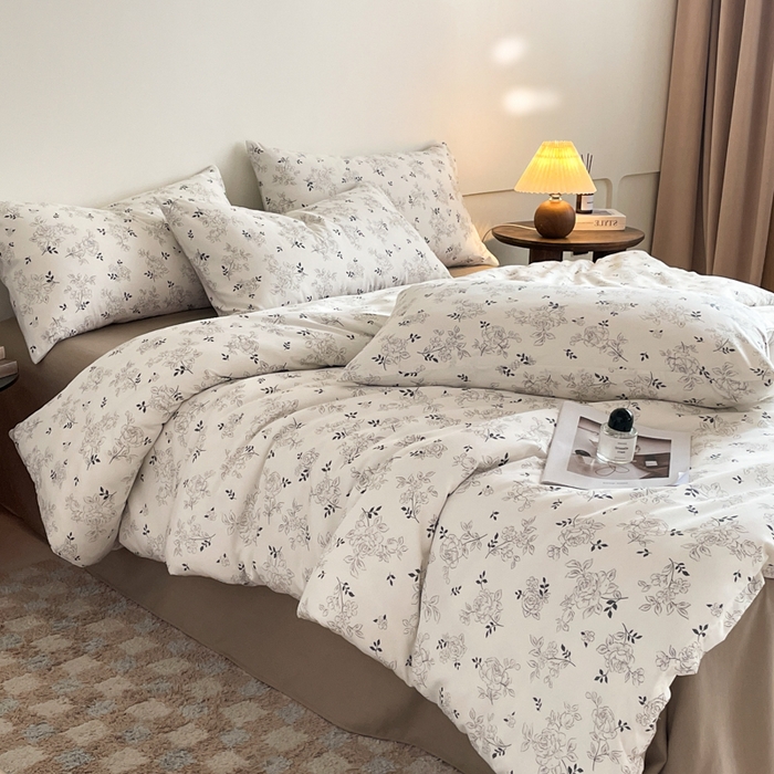 91家纺网 家纺一手货源 找家纺 诺梵家纺 2025新款有氧双层纱印花四件套 沉香