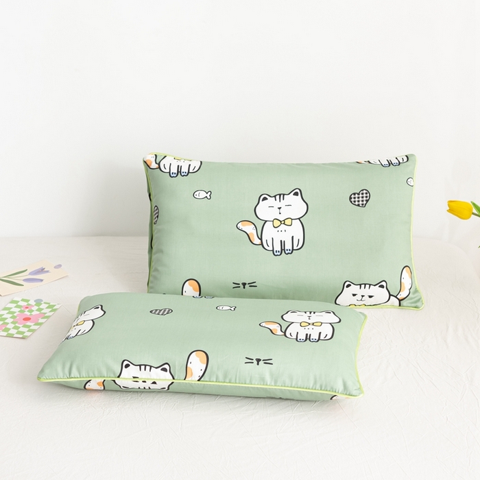 91家纺网 家纺一手货源 找家纺 萌番宝 A类新款60支长绒棉纯棉儿童枕套枕头 招财猫