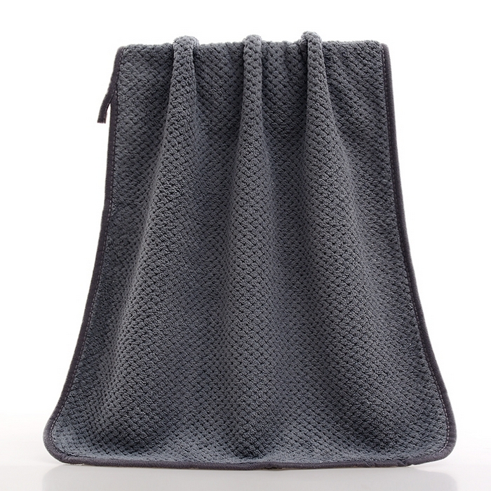 91家纺网 家纺一手货源 找家纺 彩虹新款加厚加大珊瑚绒菠萝格方巾毛巾浴巾套装外贸跨境大浴巾吸水加厚大毛巾浴巾两件套 菠萝格毛巾深灰