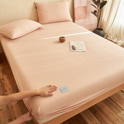 寐绸家纺 2025新款双层纱人字斜提花单床笠 人字斜床笠-豆沙