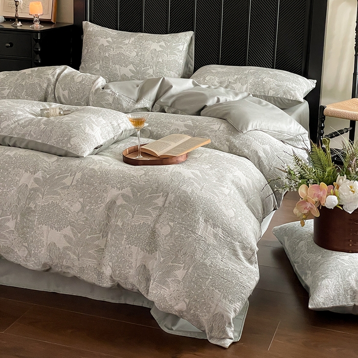 91家纺网 家纺一手货源 找家纺 宜代光年 2025新款全棉色织水洗棉大提花四件套（第一批） 红木林 森林绿