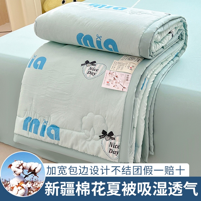 91家纺网 家纺一手货源 找家纺 2025新款A类印花手包边凌香新疆棉花夏被 凌香字母