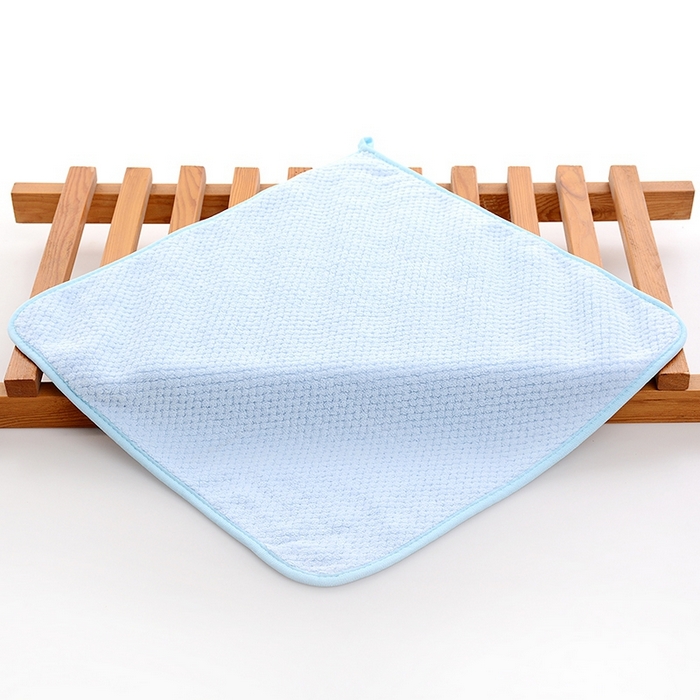 91家纺网 家纺一手货源 找家纺 彩虹新款加厚加大珊瑚绒菠萝格方巾毛巾浴巾套装外贸跨境大浴巾吸水加厚大毛巾浴巾两件套 菠萝格方巾蓝色