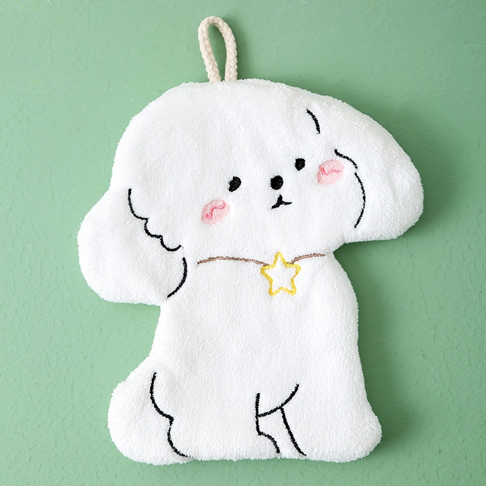 91家纺网 家纺一手货源 找家纺 彩虹毛巾 2025新款卡通小狗擦手巾厨房卫生间擦手帕 趴趴狗