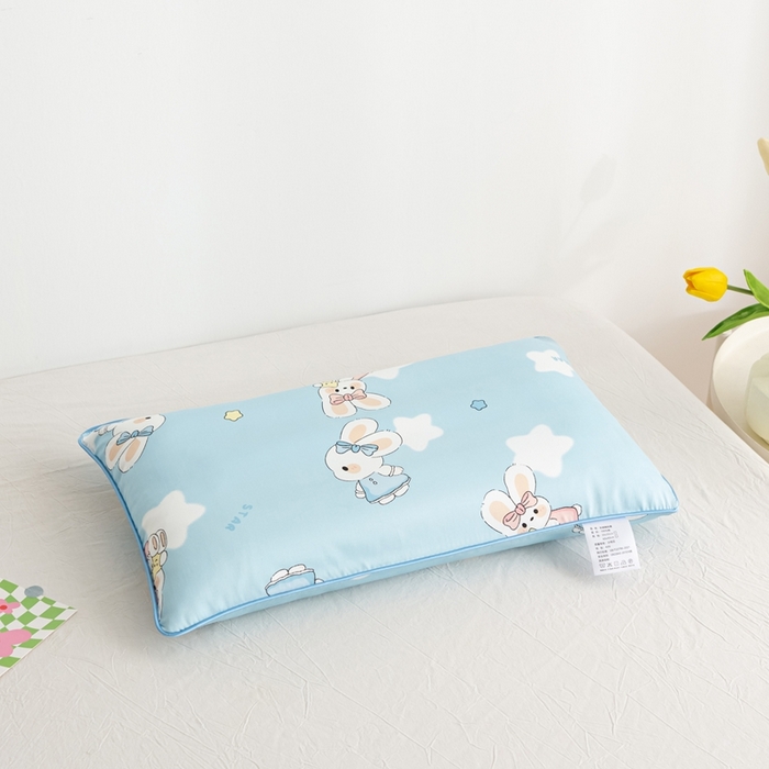91家纺网 家纺一手货源 找家纺 萌番宝A类新款60支长绒棉纯棉儿童枕套枕头枕头套40x60单只30x50内胆套 嗒嗒兔蓝