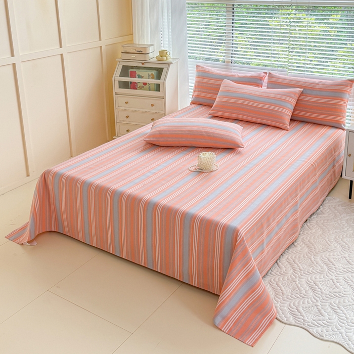 91家纺网 家纺一手货源 找家纺 仟网汇 2025新款老粗布床单粗布凉席老粗布单床单枕套单品 彩桔