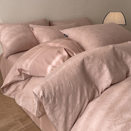 宜代光年 2025新款全棉色织水洗棉大提花四件套（第二批） 陌上花开-粉