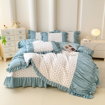 91家纺网 家纺一手货源 找家纺 ME/ERA HOME寐时代 2025新款针织双层纱韩版四件套 情书