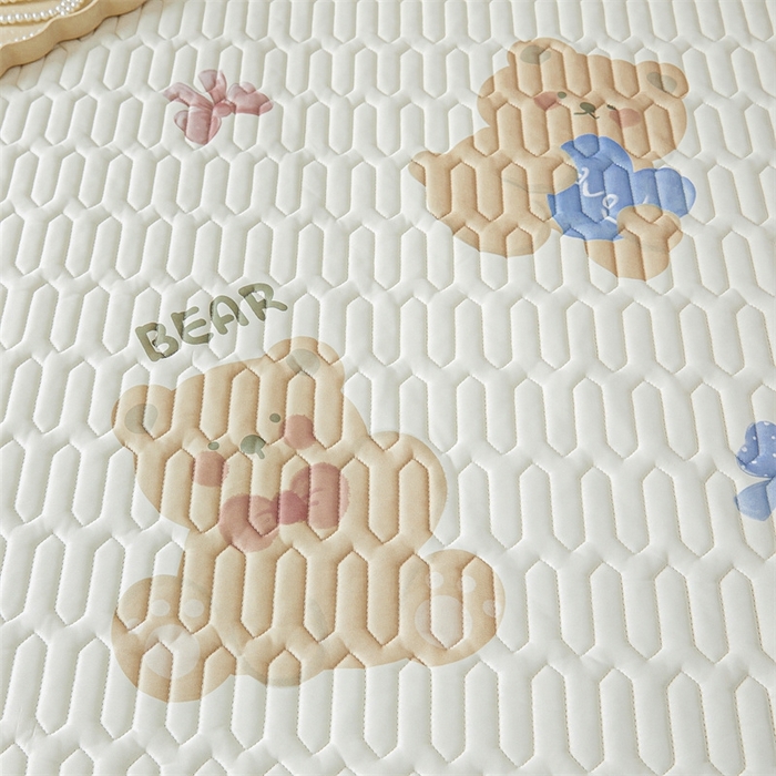 91家纺网 家纺一手货源 找家纺 雯豆2025夏季新品0.4乳胶凉席床笠款三件套凉感丝印花纯色床罩 乳胶床笠-迪卡