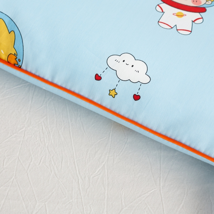 91家纺网 家纺一手货源 找家纺 萌番宝 A类新款60支长绒棉纯棉儿童枕套枕头 魔力王子蓝