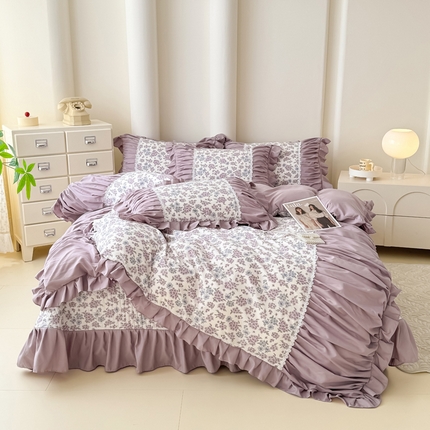 ME/ERA HOME寐时代 2025新款针织双层纱韩版四件套 紫郁