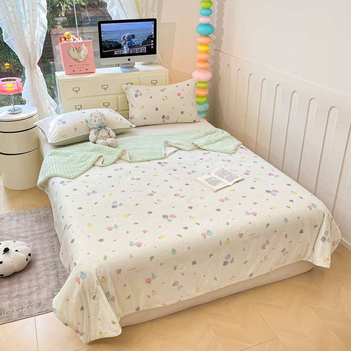 91家纺网 家纺一手货源 找家纺 羚羊语2025新款A类凉感丝冰豆豆夏凉被 七彩南瓜