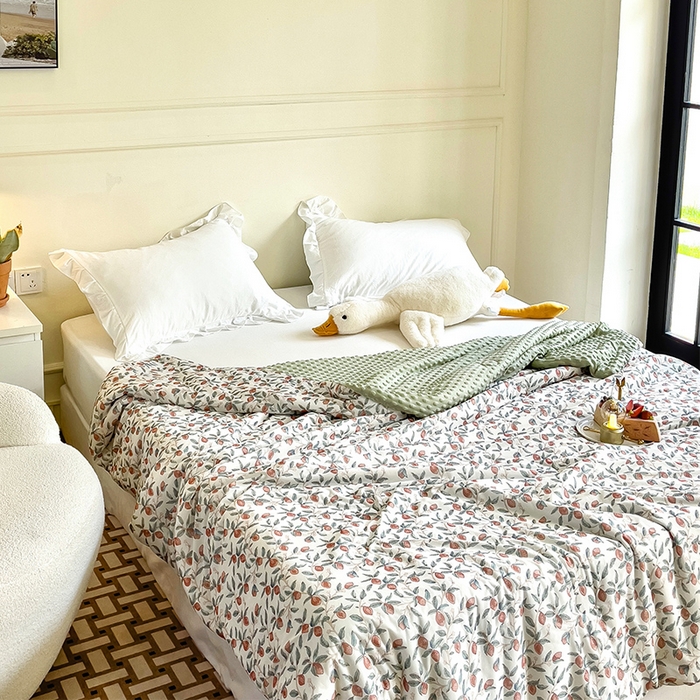 91家纺网 家纺一手货源 找家纺 绒梦里 2025新款A类小凉皮凉感冰豆豆夏被空调被 硕果