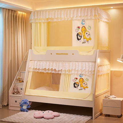 安金蚊帐 2025新款子母床加长2米蚊帐防尘顶 印花 铁艺全伸缩支架 蛋仔乐园