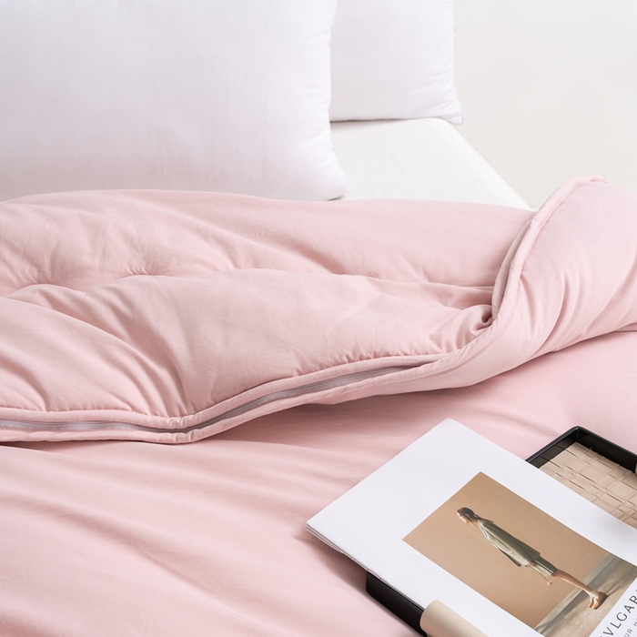 91家纺网 家纺一手货源 找家纺 易睡 2025新款A类水洗棉新疆棉花被子母被 粉色