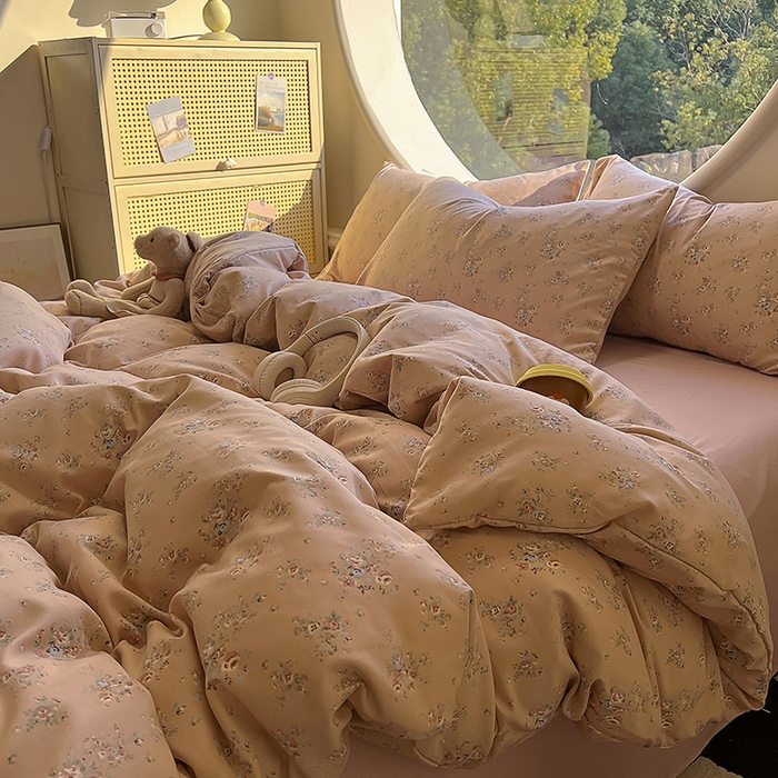 91家纺网 家纺一手货源 找家纺 花漾家居 2025新款针织双层纱被套枕套四件套 不晚