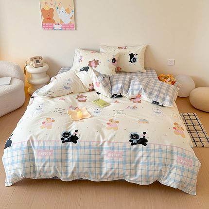 91家纺网 家纺一手货源 找家纺 典曼家纺 2025新款13372印花小清新四件套 欢乐颂