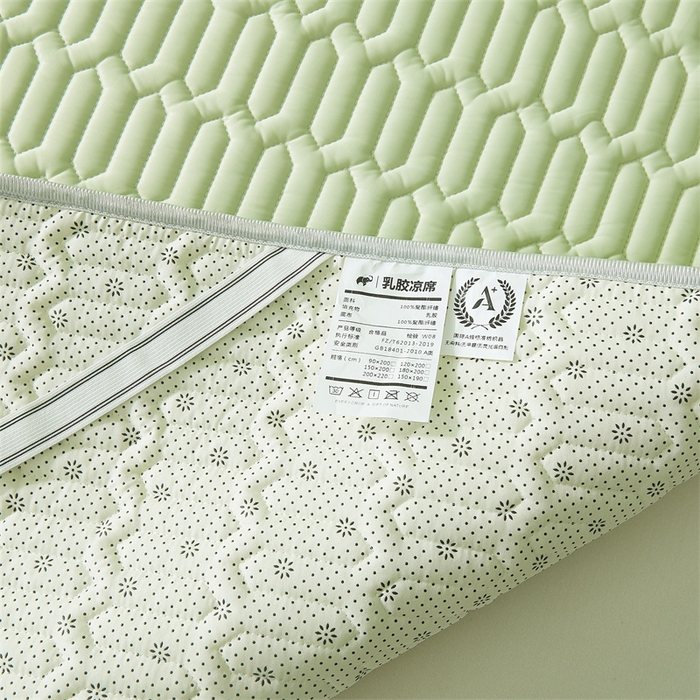 91家纺网 家纺一手货源 找家纺 雯豆2025夏季新品0.4乳胶凉席平铺款三件套凉感丝席梦思床罩 乳胶凉席-丁香绿
