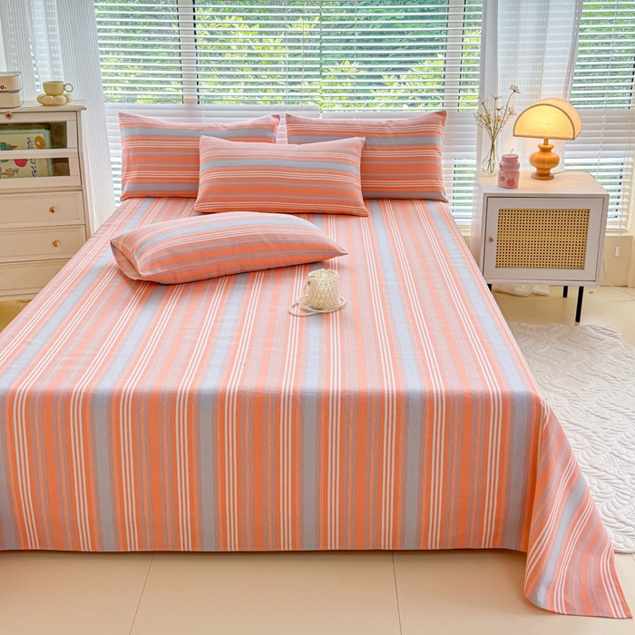 91家纺网 家纺一手货源 找家纺 仟网汇 2025新款老粗布床单粗布凉席老粗布单床单枕套单品 彩桔