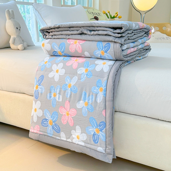 91家纺网 家纺一手货源 找家纺 好欣怡家纺 2026新款水洗棉夏被空调被被子被芯印花小清新夏凉被直播热款 水洗棉包边款-夏日浪漫