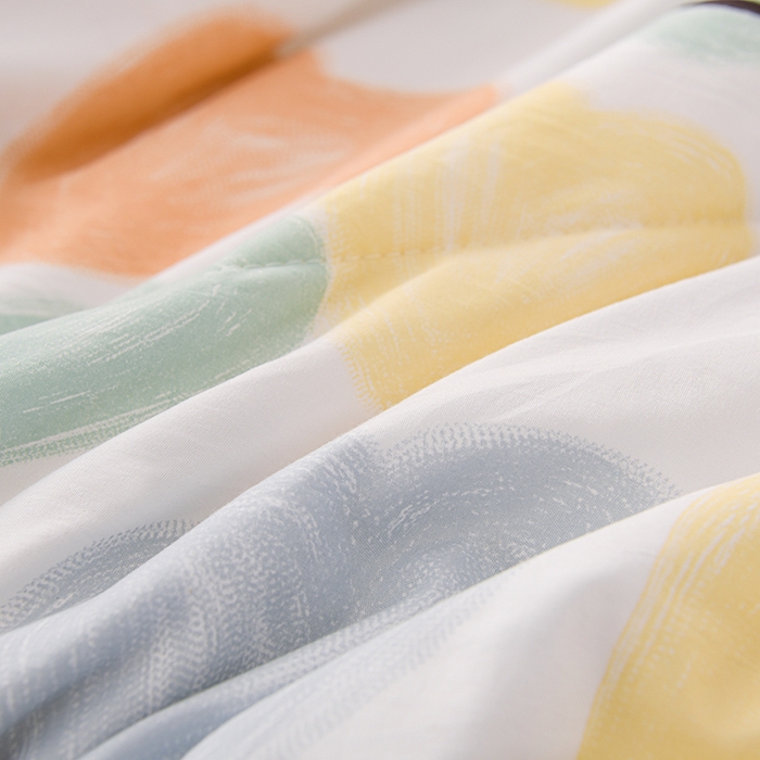 91家纺网 家纺一手货源 找家纺 鑫贝阳 2025新款亲肤水洗棉小花边印花夏被 爱心笑脸