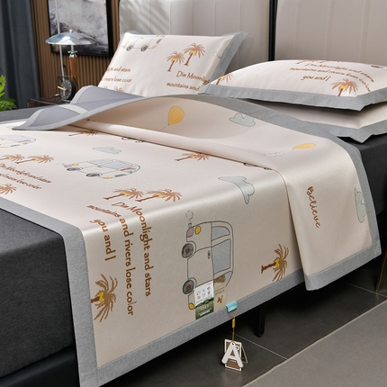 2025新款加厚款-碳光凉感印花冰丝席系列 椰树大象