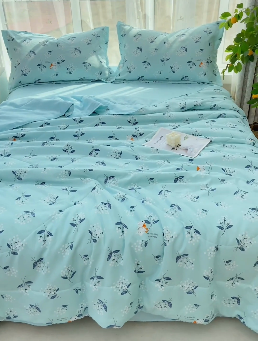 91家纺网 家纺一手货源 找家纺 鑫贝阳 2025新款亲肤水洗棉小花边印花夏被 绚熊