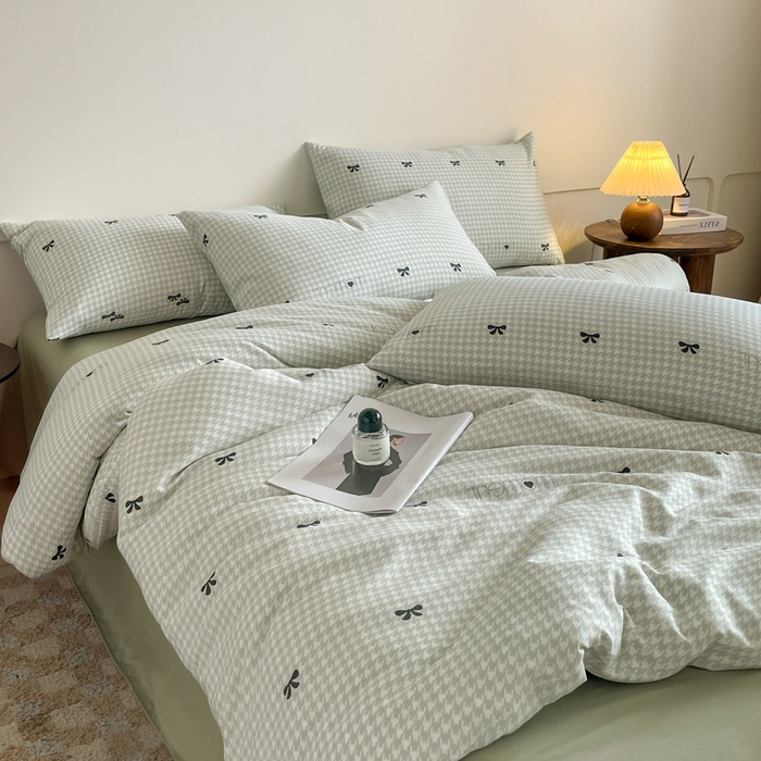 91家纺网 家纺一手货源 找家纺 诺梵家纺 2025新款有氧双层纱印花四件套 安琪拉