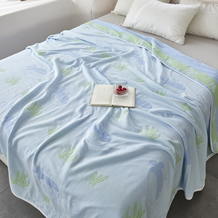 91家纺网 家纺一手货源 找家纺 爱港家纺 2025新款全棉A类六层纱布毛巾被 夏被 海趣图