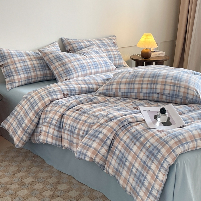 91家纺网 家纺一手货源 找家纺 诺梵家纺 2025新款有氧双层纱印花四件套 妮卡